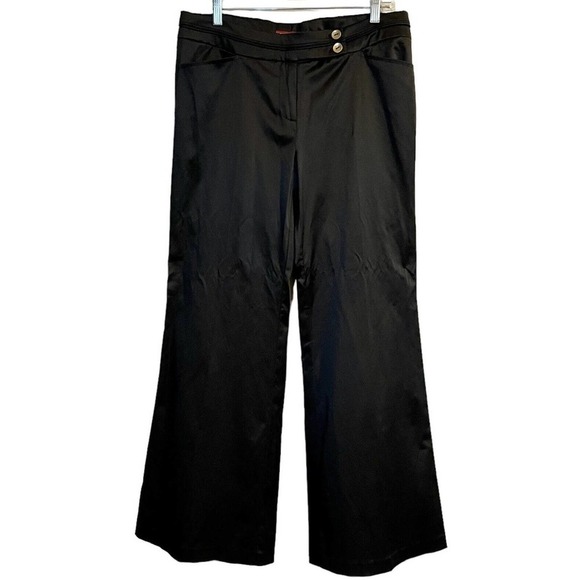 GUESS Jeans Size 31 Wide Leg Dress Pants Black Satin NWT Going Out Desig… - Picture 1 of 12